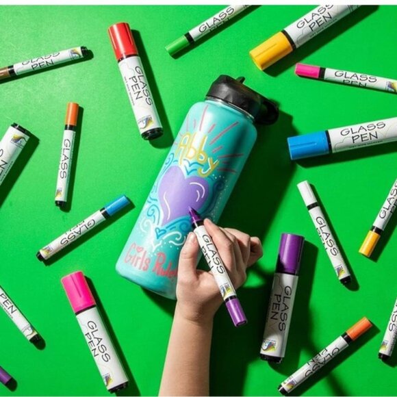 Rainbow Glass Pen Set Glass Pen Window Marker (5 Pens - Black & White - Fine Tip - Picture 6 of 6